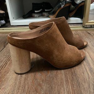 Brown suede mules
